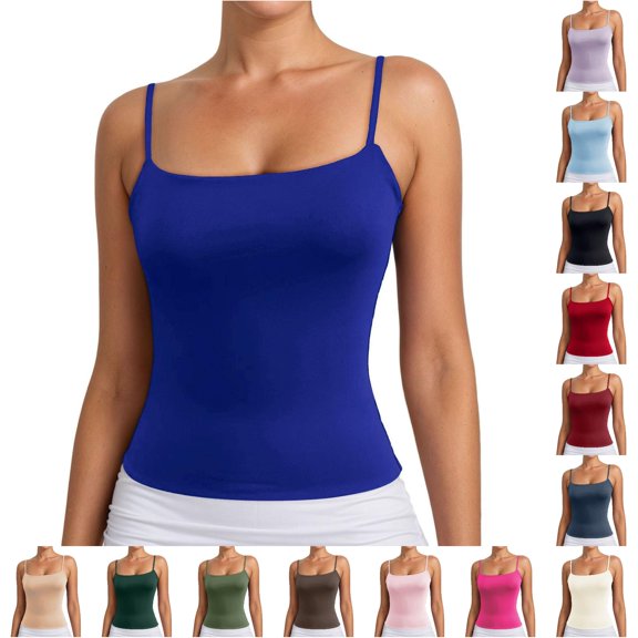 ChoXxx Women's Basic Tank Top Sleeveless Casual Camisole Strappy Layering Piece for Everyday BU2 L