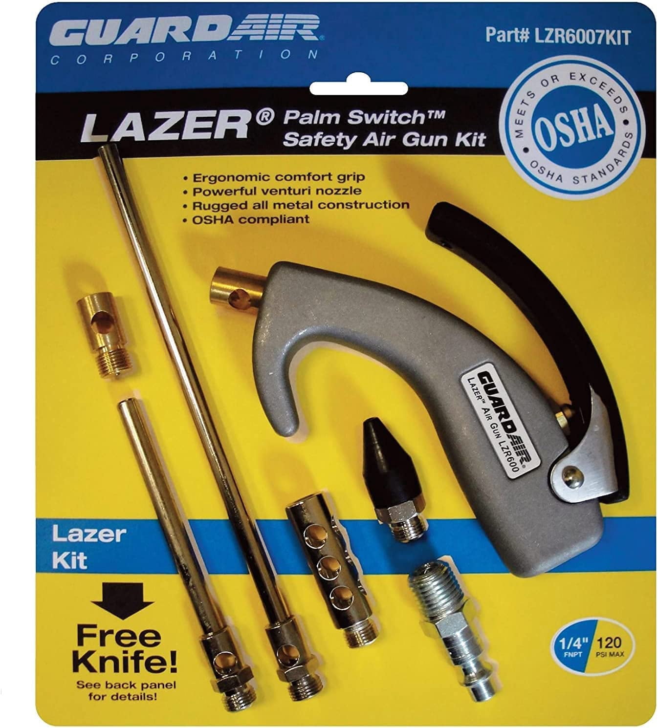 Guardair Ergonomic Air Gun Kit, 3", 6" Extension LZR6007KIT