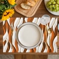 thumbnail image 4 of Burnt Orange White Moire Placemats Set of 4, Modern Abstract Art Placemats for Dining Table, Place Mats for Kitchen Tabletop, Waterproof Wipeable Dining Table Mats Set, 4 of 9