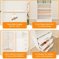 thumbnail image 6 of Closet System of 2 Sets, 4–10.5 Ft Closet Organizer System with 3 Drawers & 5 Shelves, Walk-In Closet with 4 Adjustable Hanging Rods, Wood Modular Closet Kits with Shoe Racks, White, 6 of 9