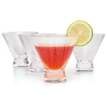Kook Stemless Ribbed Martini Glasses, 9 oz, Set of 4