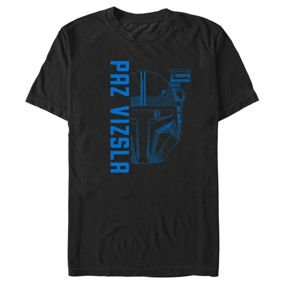 Men's Star Wars: The Mandalorian Paz Vizsla Blue Helmet Graphic Tee Black Medium