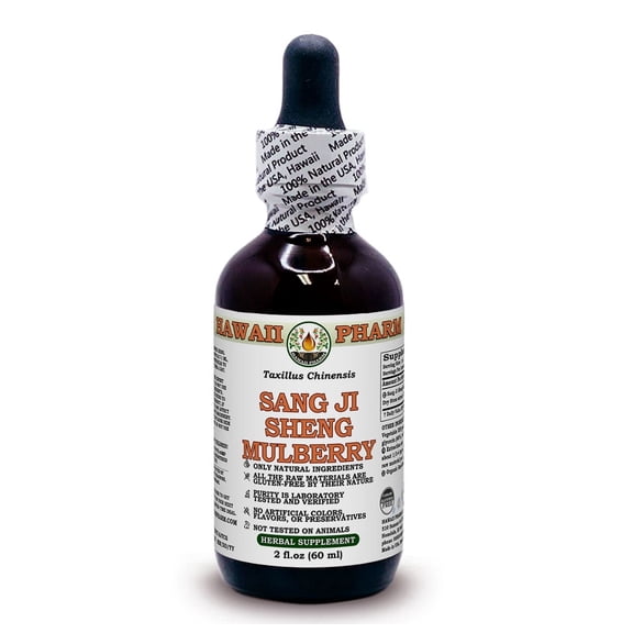 Sang Ji Sheng Mulberry (Taxillus Chinensis) Dry Stem ALCOHOL-FREE Liquid Extract. Expertly Extracted by Trusted HawaiiPharm Brand. Absolutely Natural. Proudly made in USA. Glycerite 2 Fl.Oz