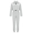 thumbnail image 4 of Women's Polar Fleece Sweatsuits Fall Winter Sports Casual Two Piece Outfits Quarter Zip Pullovers Joggers Pants Tracksuits (L, White), 4 of 6
