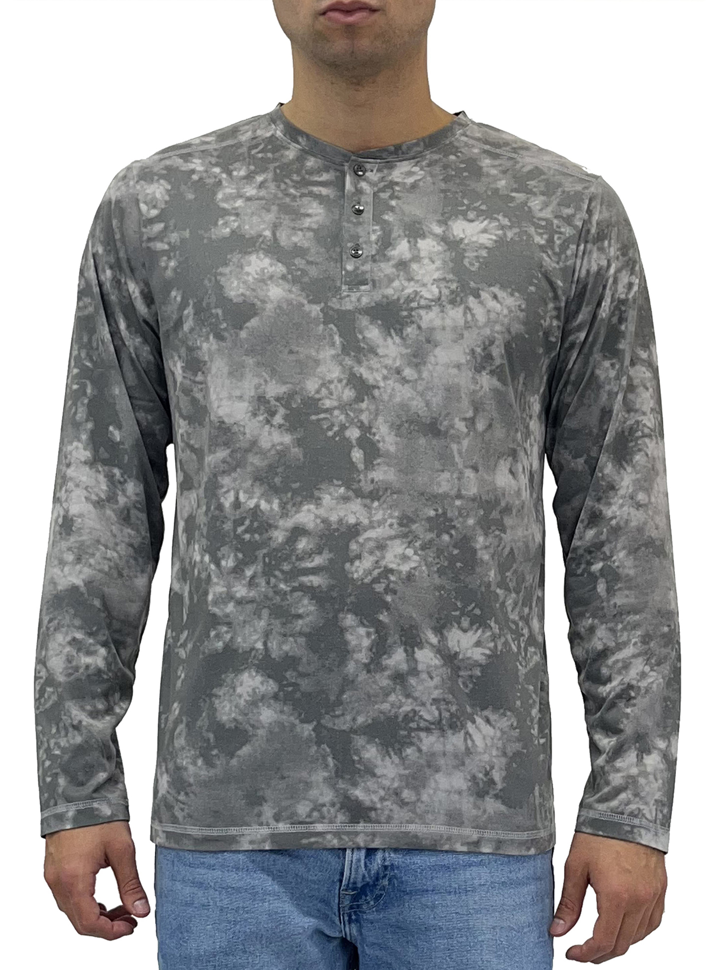 Burnside Men's Long Sleeve TieDye Henley Top, Sizes S2XL
