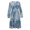 thumbnail image 3 of Tumotour Maxi Dresses For Women Printed V Neck Long Sleeve High Waist Temperament Dress 2024 Summer Fall Casual Fashion Comfy Loose Skirts, 3 of 6