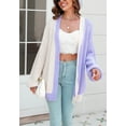 thumbnail image 5 of Asymmetrical Vibrant Color Block Cardigan Sweater Thigh Length Long Sleeves for Women Purple X-Large, 5 of 5