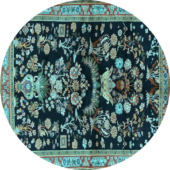 Ahgly Company Indoor Round Animal Light Blue Traditional Area Rugs, 8' Round
