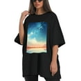 thumbnail image 4 of Plus Size Shirt for Women Black Tops for Women Short Sleeves Shirt for Women Milky Way Galaxy T Shirt Crewneck Shirt for Women XL, 4 of 5