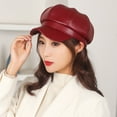 thumbnail image 3 of Visland 5 Colors Women Beret Hat, Adjustable Fashion Faux Leather 8 Panels Painter Hat 1 PC, 3 of 8