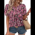 thumbnail image 3 of Blusas Informales de Negocios para Mujer, Moda de Verano, Camisetas con Mangas 3/4 con Volantes, Blusa Tipo Túnica Elegante e Informal. Rosa L, 3 of 6