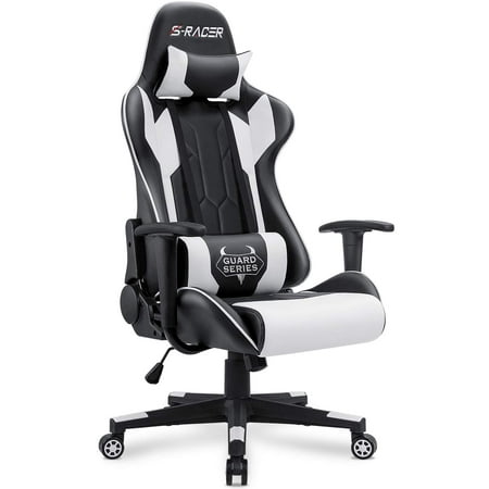 Homall Gaming Office Chair Racing Style High Back PU Leather Chair Computer Desk Chair Executive and Ergonomic Swivel Chair with Headrest and Lumbar Support (Best Desk Chair For Back)