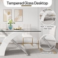 thumbnail image 4 of 63" Modern Glass Dining Table for 6, Rectangular Tempered Glass Top and X-Shape Base for Dining Room, Home Office, Meeting, 4 of 7