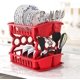 thumbnail image 3 of Escurridor de Platos 2 Niveles de Alta Capacidad | Organizador de Cocina Compacto, Ahorra Espacio, con Porta Cubiertos y Fácil Armado (ROJO), 3 of 5