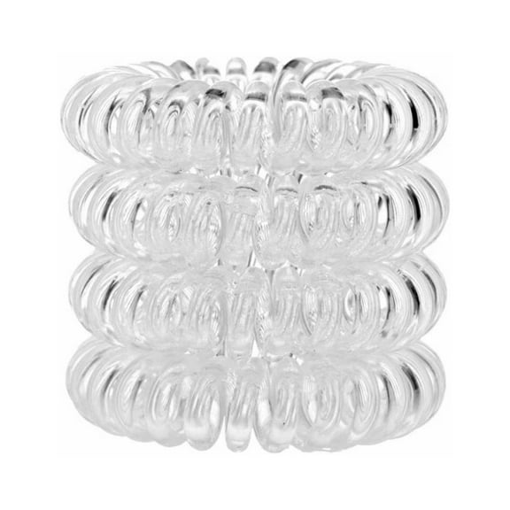 Spiral Hair Ties (10 Pieces), Coil Hair Ties for Thick Hair Ponytail, No Crease Hairties for Adult Women Kids Baby Girls (Clear), Elastic Phone Cord Hair Ties for All Hair Types