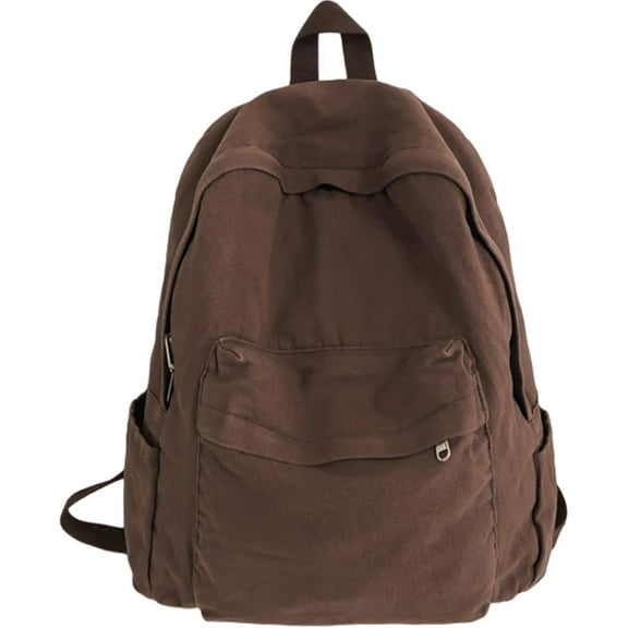 LinYooLi vintage canvas backpack for women men travel backpack solid color simple backpack laptop backpack rucksack (brown)