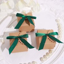 Efavormart 50 Pcs | 3" Hunter Emerald Green Satin Pre Tied Ribbon Bows, Gift Basket Party Favor Bags Decor - Classic Style