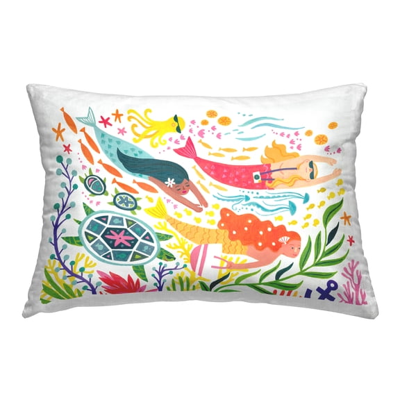 Stupell Industries Underwater Swimming Mermaids Decorative Printed Throw Pillow Design by Irene Chan.