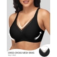 thumbnail image 2 of Womens Push Up Wireless Bras V Mesh Comfortable Bralette Supportive Tshirt Bra No Underwire Seamless Everyday Bras, 2 of 6