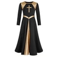 thumbnail image 3 of Hansber Kids Girls Lyrical Praise Dance Dress Metallic Color Block Liturgical Worship Full Length Church Robe Black 8, 3 of 5