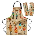 thumbnail image 2 of African Woman Dance Culture Vase Apron for Woman Kitchen Home Apron Cuff Oven Mitts Adult Kids Work Coffee Restaurant Apron Set (LEX04027,Apron Cuff Set M), 2 of 7