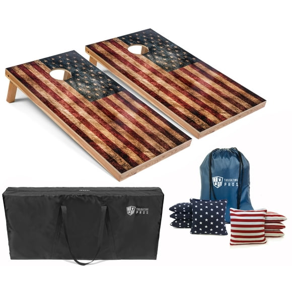 Tailgating Pros Cornhole Boards - 4'x2' Cornhole Game w/Carrying Case & Set of 8 Corn Hole Bean Bags w/Tote