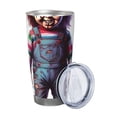 thumbnail image 2 of Lsque Chucky Pattern 20oz Car Cup with Lid and Straw, Insulated Coffee Cup with Straw Topper, Spill Proof Travel Coffee Mug, Stainless Steel Tumble, 2 of 8