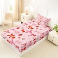 thumbnail image 4 of Erosebridal Girly Pink Ribbon Twin Sheet Sets, Cartoon Strawberry Bedding, 3pcs, 4 of 5