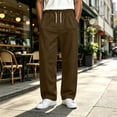 thumbnail image 2 of Wide Leg Sweatpants for Men Elastic Waist Drawstring Baggy Gym Pants Casual Fall Outfit Brown L, 2 of 7
