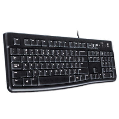 Logitech K120 Ergonomic Desktop Wired Keyboard  USB  Black (920002478) K120 Keyboard gives you a better typing experience that s built to last. Enjoy the low-profile  whisper-quiet keys and standard layout with full-size F-keys and number pad. The slim keyboard offers a spill-resistant design  sturdy tilt legs and durable keys. Simply plug it into a USB port and start using it. Wired/Wireless: Wired; Connector/Port/Interface: USB; Keyboard Design: Standard; Ergonomic: Yes.