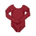 thumbnail image 2 of Leveret Girls Long Sleeve Leotard Classic Solid Color Color: Maroon Size: SMALL, 2 of 2