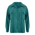 thumbnail image 7 of Women's Corduroy Jackets Long Sleeve Button Down Solid Collared Shackets Fashion Fall Trendy Loose Coats with Pockets Green XXL, 7 of 7
