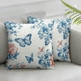 thumbnail image 3 of Acheng Throw Pillows Chinoiserie Leaf Plant Butterfly Floral Decor Spring Summer Pillow Covers Farmhouse Pillowcase Outdoor Decor Cushion Case for Couch Sofa Room  Set of 2 18x18in, 3 of 7