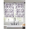 thumbnail image 3 of Purple Flower Semi Sheer Curtains 45 Inch Length 2 Panels Set, Vintage Farmhouse Boho Leaf Spring Plant Sheer Kitchen Curtain Privacy Voile Window Curtain for Living Room Bedroom Rod Pocket Drapes, 3 of 7