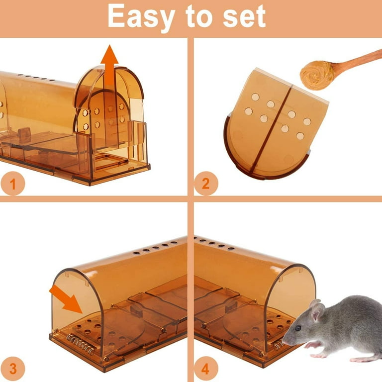 LULUCATCH Mouse Traps 2 Pack, Humane Mouse Traps, Catch Release No Kill,  Easy to Set Live Mousetrap, Effective Reusable Rat Traps for Indoor Outdoor