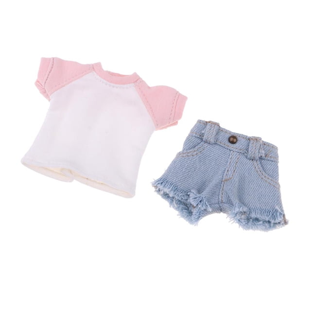 Lovoski Summer Denim Shorts camiseta para 1/6 Blythe Doll Outfits Ropa Accs Rosado Zulema Lovely Doll Outfit