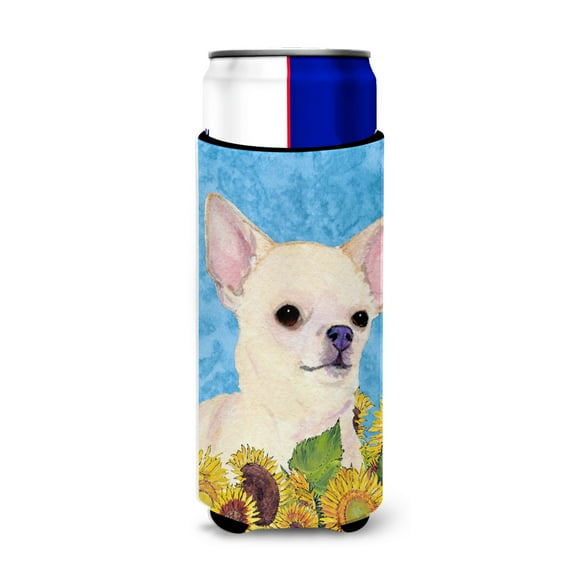 Caroline's Treasures SS4241MUK Chihuahua in Summer Flowers Ultra Hugger for slim cans, Slim Can, multicolor