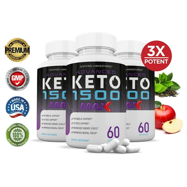 3 Pack Advanced Keto 1500 Max 1200mg Pills Advanced Ketogenic