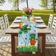 thumbnail image 4 of St. Patrick's Day Table Runner, Lucky Gnomes Shamrock Leaves Flower Rainbow Washable Cotton Linen Table Runners 36 Inches Long, Dresser Scarf Runner for Nightstand/End Tables/Round Tables 13''x36'', 4 of 9