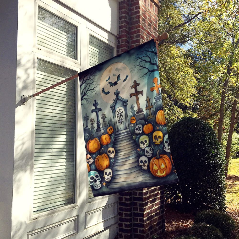 Halloween Dog House Flag 28x40IN Double-Sided Polyester Decorative Sleeve Pole Flag for Outdoor Home Garden Patio