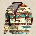 thumbnail image 7 of LODIENY Western Cowboy Henley Shirts for Men Ethnic Style Vintage Aztec Print Button Long Sleeve Half Button V Neck Graphic Tees Loose Fit Casual Pullover Tops with Elbow Patches Blue#02 XXL, 7 of 7