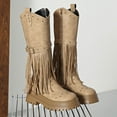 thumbnail image 5 of Fashion Knee High Boots with Fringe Detail Platform Sole Comfortable Side Zipper for Autumn and Winter Footwear, 5 of 9