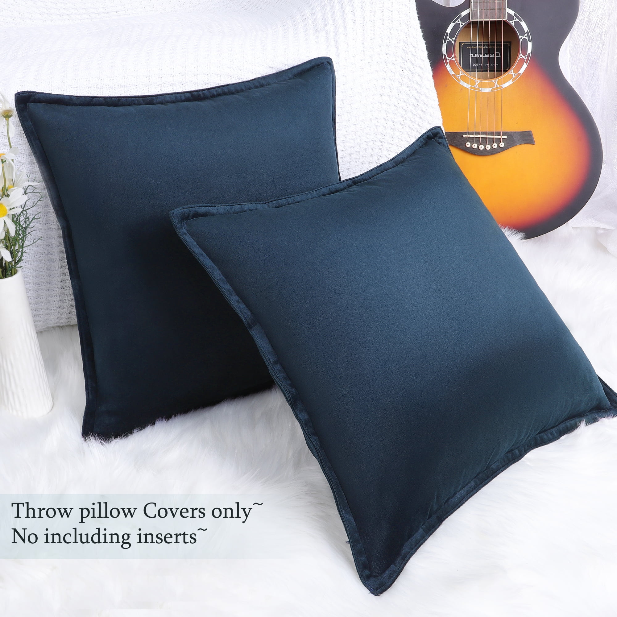 Unique Bargains 2Pcs Velvet Soft for Sofa Throw Pillow Covers Navy 18"x18"