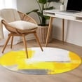 thumbnail image 4 of Round Rugs 3.3Ft, Yellow Gray Round Area Rug Washable Indoor Throw Carpet, Oil Painting Abstract Geometric Modern Soft Non Slip Circle Rug for Laundry Room Patio Home Decor Aesthetic, 4 of 8