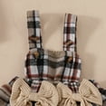 thumbnail image 5 of Emy Dola Newborn Baby Girl Fall Winter Clothes Ruffle Long Sleeve Ribbed Romper Plaid Suspender Dress Outfits with Bowknot Headband, 5 of 10