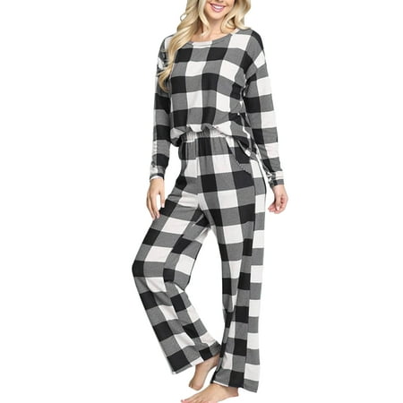 

Womens Tops and Pants Pajamas Set Joggers PJ Sets Nightwear Leopard Print Homesuit White XL