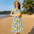 thumbnail image 4 of Picia Colorful Rubber Duck 1 Pattern Women's Short Sleeve Summer Dress Pleated Loose Swing Knee Length Short Sleeve Swing Dresses, 4 of 6