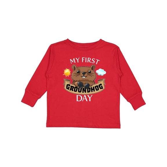 Inktastic My First Groundhog Day- Cute Boys or Girls Long Sleeve Toddler T-Shirt