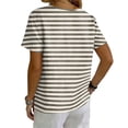 thumbnail image 5 of longantii Womens Summer Tops Basic Linen Graphic T-Shirts Loose Vneck Short Sleeve Pullover Gradient Button Down Clothing Brown L, 5 of 5