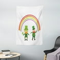 thumbnail image 1 of Elf Tapestry, 2 St Patrick's Day Leprechaun Cartoon Characters Under a Rainbow, Wall Hanging for Bedroom Living Room Dorm Decor, 40W X 60L Inches, Fern Green and Multicolor, by Ambesonne, 1 of 2